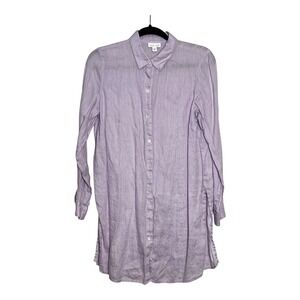 J Jill Love Linen Tunic Shirt Womens Small Lavender Purple Button Down Longline